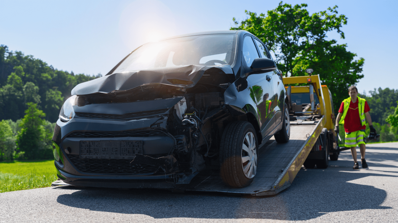 Tow truck loading a damaged car where does your car get taken after an accident