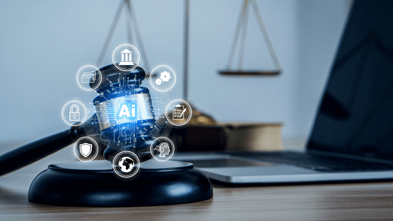 AI for legal work allowed under bar rules concept with digital interface showing legal technology applications
