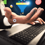 Legal intake funnel SEO optimization showing attorney analyzing conversion metrics and client acquisition data