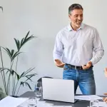 Organic lead generation for lawyers consultation meeting with attorney presenting strategy to clients