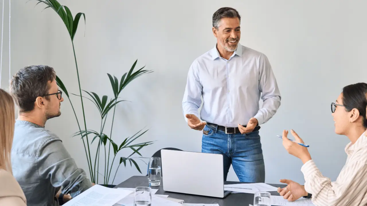 Organic lead generation for lawyers consultation meeting with attorney presenting strategy to clients