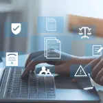 Attorney using laptop to generate content driven legal leads through digital marketing strategies