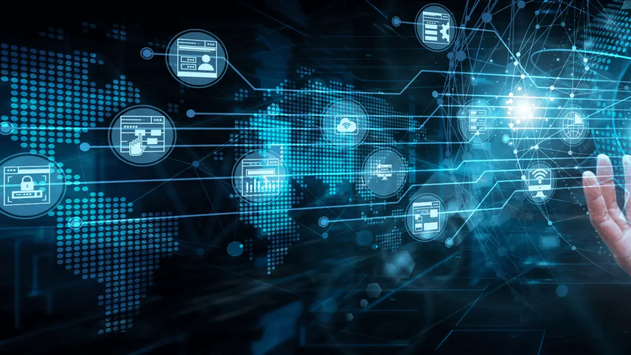 Evergreen legal content SEO strategy visualization with digital network connections and data analytics for law firm marketing